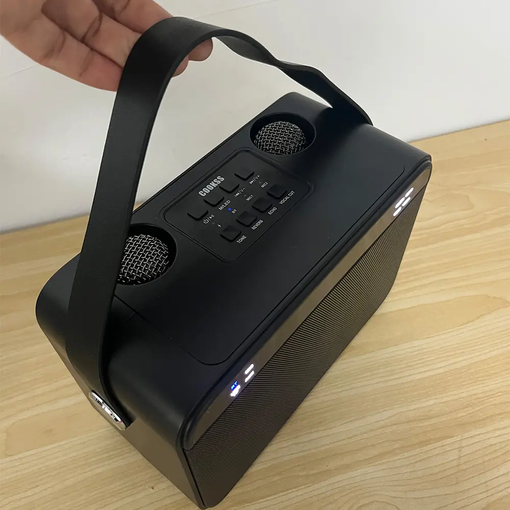 Microfone USB sem fio Bluetooth com controle remoto portátil alto-falante de 10W estilo máquina de Karaokê