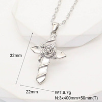 Chaîne à maillons en acier inoxydable 316 pour femmes à la mode CZ croix collier ras du cou cubique Zircon croix pendentif pour anniversaire chrétien
