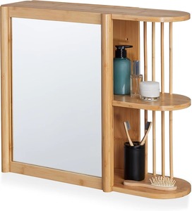 Armoire <span class=keywords><strong>de</strong></span> toilette murale en bambou avec miroir et étagères réglables, <span class=keywords><strong>meuble</strong></span> <span class=keywords><strong>de</strong></span> rangement <span class=keywords><strong>de</strong></span> <span class=keywords><strong>salle</strong></span> <span class=keywords><strong>de</strong></span> <span class=keywords><strong>bain</strong></span> étanche, naturel, OEM - Product Image 5