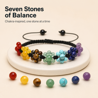Bracelet Bohème Tressé en Pierres Mélangées pour Femme, Nœuds Faits Main, Réglable, Guérison Spirituelle, Perles de Cristal, Cadeau