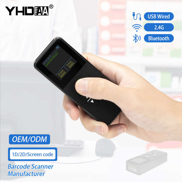 Manufacturer Direct Sales 1D 2D Bar Qr Code Reader Portable Mini Wireless Barcode Scanner for Windows Android IOS