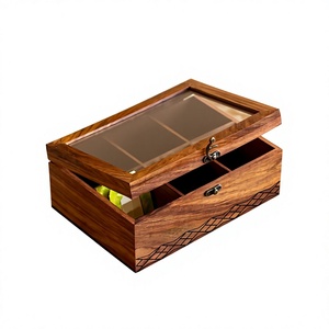 Natural Wood Lacquered <b>Tea</b> Storage <b>Box</b> Removable Dividers Foldable Design Durable Handmade Construction Easy Clean Customizable - Product Image 1