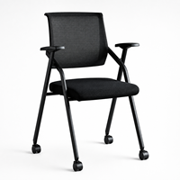 Chaise de formation moderne avec tablette d'écriture pliable, roulettes pivotantes, noire, pour salle de conférence, salle de classe, bureau, salle de réunion