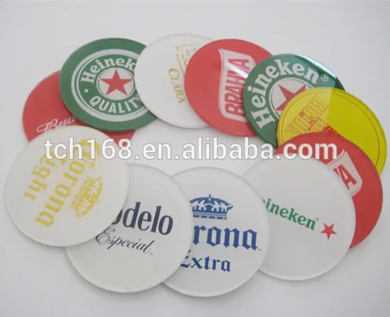 Şeffaf şeffaf akrilik ekran yuvarlak Coaster baskı logosu