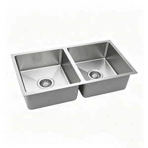 Évier de cuisine résidentiel double cuve carrée égalée, encastré sous plan, en acier inoxydable SUS304 brossé anti-traces de doigts, à profil profond et sur mesure - Product Image 4