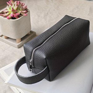 Portable Durable PU Leather Soft Water Resistant Rectangular <b>Makeup</b> Bag with Zipper Closure Travel Cosmetic Organizer Phone <b>Case</b> - Product Image 2