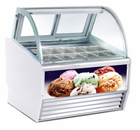 Lemari kaca peralatan kulkas 12 kaleng, etalase untuk toko Gelato untuk penyimpanan es krim