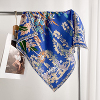 Écharpe carrée en soie et laine à imprimé floral aux couleurs vives, réversible, polyvalente, fraîche, élégante, pour femme, pour l'hiver, pour se protéger du froid