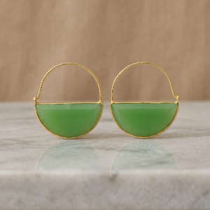 ใหม่มาถึงทะเลสีเขียว Chalcedony พลอย925สเตอร์ลิงครึ่งดวงจันทร์รูปร่างต่างหูเงิน - Product Image 2