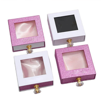 Boîte à bijoux personnalisée en carton rigide avec fenêtre transparente, style tiroir, gaufrage et dorure à chaud, pelliculage mat, recyclable