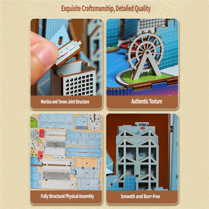 Caja Musical de Madera 3D de Chao Tong con Paisaje de Hong Kong, Modelo Arquitectónico Hecho a Mano, Adorno Antiestrés, Regalo de 5 Estrellas - Product Image 5