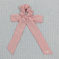 Élastique à cheveux personnalisé avec logo, style nœud, pour femmes, avec long foulard en soie, pour filles