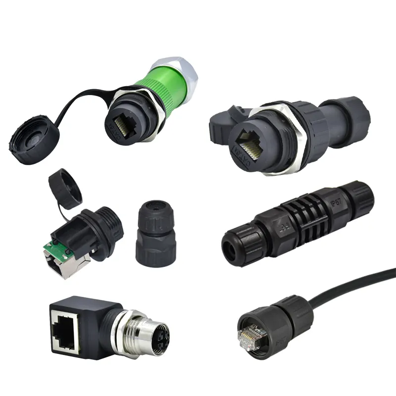 Conectores rj45 à prova d'água ip68, conectores macho e fêmea, painel de montagem rj45