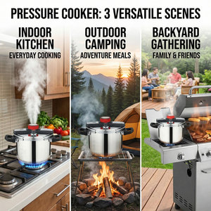 Casserole à pression commerciale E-TOP en acier inoxydable 304 avec couvercle à ouverture et fermeture faciles, compatible lave-vaisselle pour plaques <span class=keywords><strong>de</strong></span> cuisson - Product Image 5