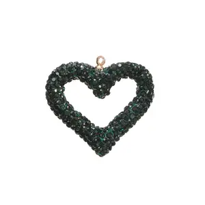 Shambhala pave rhinestones Hollow out love Heart charms beads for jewelry making keychain earring necklace ornaments Pendant
