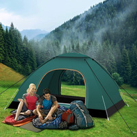 Tente de camping d'extérieur automatique instantanée, démontable, une chambre, quatre saisons, avec couverture de lanterneau, crochets, verte, toutes saisons, base en Oxford 150D PU