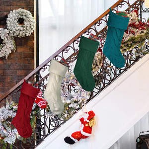 Solid Color Woven <b>Christmas</b> Stockings & Socks <b>Gift</b> <b>Bags</b> <b>Large</b> Wool Home Wall Decorations Candy <b>Bags</b> Soft Embroidered - Product Image 2