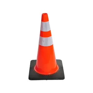 Cone De Aviso Reflexão Alta 75cm e 3.2Kgs Com Base De Borracha Preta Saefty Cones PE Roadway Safety Traffic Cone