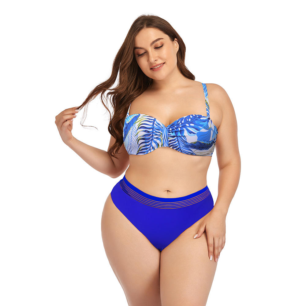 Plus Size Women Swimwear Two Piece Bikini Beach Wear Printing Swimsuit for  Fat Women Split Swimsuit