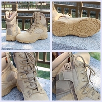 Bottes Noires Durables de Combat Tactique en Cuir pour Hommes