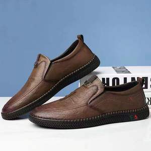 Mocasines de cuero suave para hombre, zapatos casuales de negocios con tacón plano, sin cordones, tallas 39, 40, 41, 42, 43, 44, color negro, marrón, liso. - Product Image 2