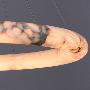 Natural Alabaster Ring Chandelier Modern <b>Round</b> Pendant <b>Light</b> Luxury Stone <b>Ceiling</b> Lamp for Villa Hotel Dining Room OEM ODM - Product Image 5