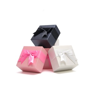 Custom Logo Ribbon Bow Jewelry <b>Box</b> Simple Modern Style Rectangle Paper Case for <b>Earrings</b> Necklaces Organizing Storage - Product Image 3