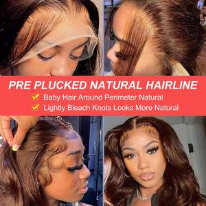 Raw Malaysian Remy <strong>Wig</strong> 13*4 Transparent <strong>HD</strong> Lace Frontal Chocolate Brown Body Wave Glueless Lace Front Human Hair <strong>Wigs</strong> <strong>Vendor</strong> - Product Image 5