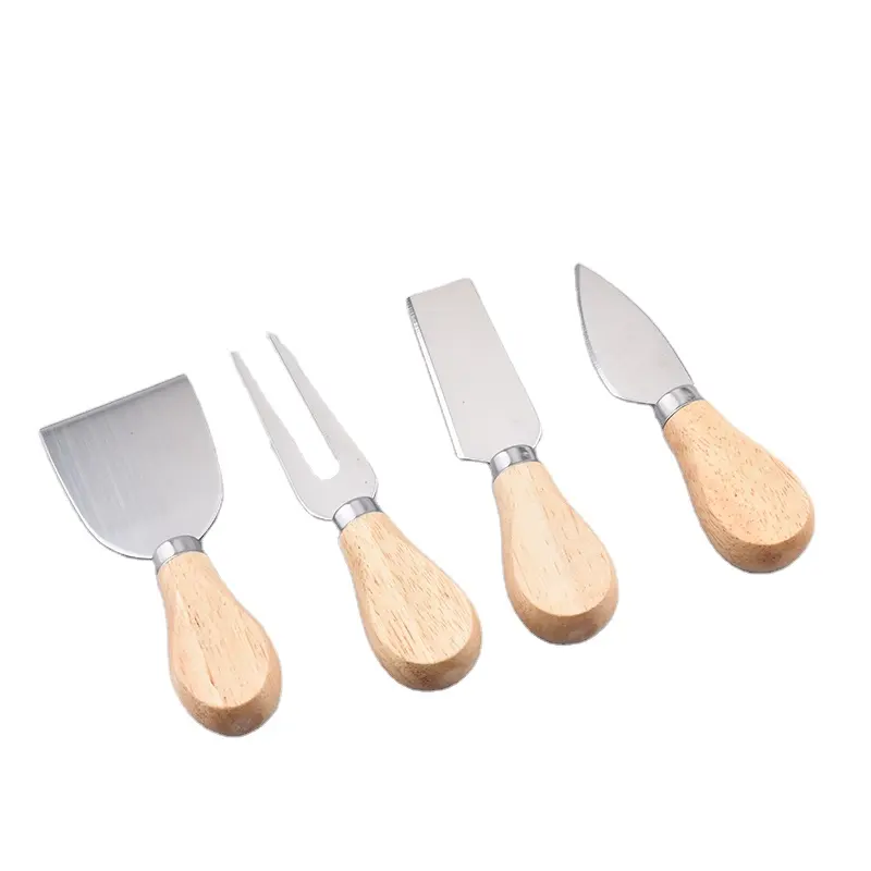 Mini Stainless Steel Cheese Fork Set Wooden Handle Cheese Knife For Cooked Food Knife Set