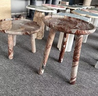 Table basse moderne en marbre Rosso Monika, base cylindrique en pierre rouge, luxe, villa, hôtel, salon, écologique