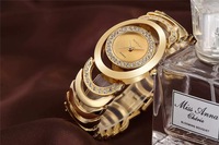 Jam tangan wanita, jam tangan gelang emas mawar wanita Quartz tahan air kreatif untuk wanita