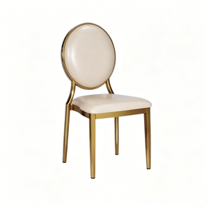 Silla de Banquete Redonda de Metal Color Oro Rosa Personalizada con Cojín de Color Personalizado Directo de Fábrica para Uso <span class=keywords><strong>en</strong></span> Comedores, Hoteles y Salas de Estar - Product Image 2