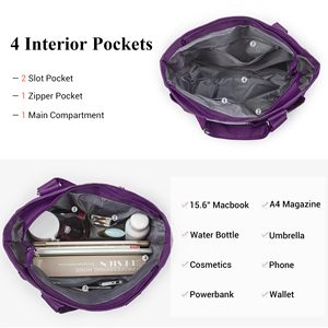 Bolsa de Mano de Nailon con Múltiples Bolsillos para el Trabajo y Viajes, Bolsa de Hombro Impermeable con Cremallera - Product Image 5