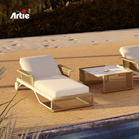 Artie Piscine Extérieur Ensemble Chaise Longue En Métal Soleil Lit Hôtel Jardin Meubles En Osier Extérieur Chaise Longue