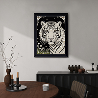 Kit de peinture au diamant DIY, tigre blanc, 30*40cm |   Perles de culture de tailles variées pour l'art en cristal |   Ensemble cadeau de décoration murale en toile HD