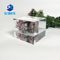 Bloc de présentation transparent en acrylique épais personnalisé de 100 mm avec gravure de logo de marque pour présentoirs de comptoir modernes