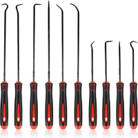Lot de 10 outils de démontage pour mécanicien, jeu de crochets et de pics avec poignée antidérapante, longs et mini, pour joints toriques, joints d'étanchéité et garnitures automobiles