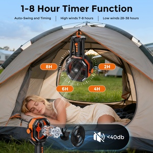 Ventilador de Camping Recargable de 12000mAh con Luz LED, Ventilador Portátil <span class=keywords><strong>para</strong></span> Exteriores con Doble Motor, Control Remoto y Banco de Energía, 90 °   Oscilación - Product Image 6