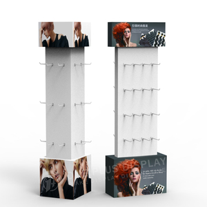 Présentoir pliable en carton écologique personnalisé pour extensions capillaires, support mural en papier pour produits <span class=keywords><strong>de</strong></span> coiffure <span class=keywords><strong>de</strong></span> salon avec crochets - Product Image 4