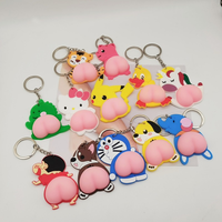 Nouveau cul poupée porte-clés PVC caoutchouc souple bout à bout décompression jouet étudiant sac pendentif porte-clés accessoires porte-clés
