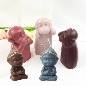 Moule en silicone pour bougies en cire de soja et savon, motif singe, animaux magiques 3D, culture bouddhiste, pour décoration intérieure, en plâtre - Product Image 1