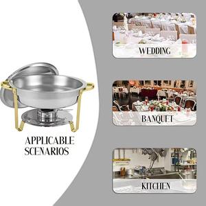 201 Stainless Steel Alcohol-<b>Fueled</b> Buffet Food Warmer 4.5L/8L Gold Silver Round <b>Chafing</b> Dish Hotel Restaurant - Product Image 4