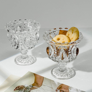 Tazón de Postre de Vidrio Tallado con Base Alta, Estilo Nórdico, para Helado, Uso Individual en Fiestas - Product Image 3