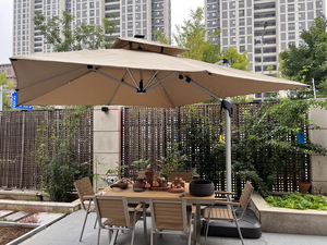 Sombrilla de Patio Cantilever para Jardín Exterior <span class=keywords><strong>Beautyhouse</strong></span> Roma, Parasol de Aluminio con Luces Solares 3x3M para Patio o Parque - Product Image 2