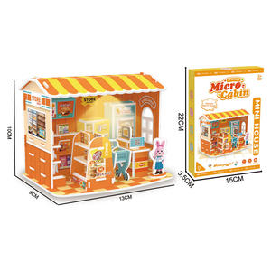 Jouets de montage de puzzles DIY, mini maison miniature, magasin de proximité, ensemble de puzzles 3D avec lumières LED - Product Image 6