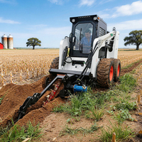 Trancheuse hydraulique robuste montée sur chargeuse compacte pour le creusement de fossés agricoles et l'aménagement paysager