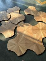 Parquet en bois d'ingénierie de luxe en forme de lotus, chêne noyer, usage commercial intensif