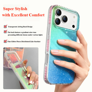Funda Holográfica con Efecto Blue-ray IMD para <span class=keywords><strong>iPhone</strong></span> 17 16 15 Pro Max, Cubierta con Degradado de Estrellas y Brillo, Superficie Lisa - Product Image 3