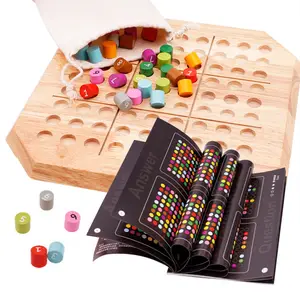 Atacado 5 game set deluxe-Conjunto de quebra-cabeça de madeira sudoku, tradicional, cor de madeira, jogo de correspondência para crianças e adultos