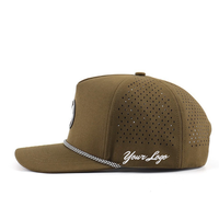 Gorras de Béisbol Personalizadas de 5 Paneles con Cordón, Resistentes al Agua, Unisex, con Parche de Goma y Orificios Cortados con Láser, de Fabricante Vietnamita